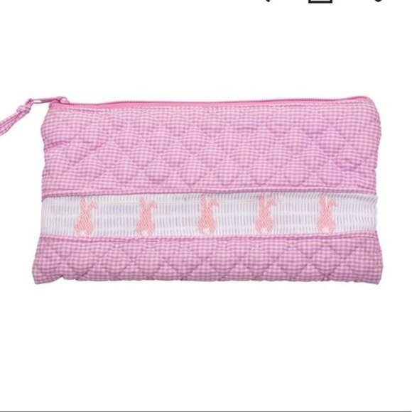 MSC Smocked Pink Bunny Duffle Bag suitcase quilted gingham Easter weekender baby - Picture 4 of 6